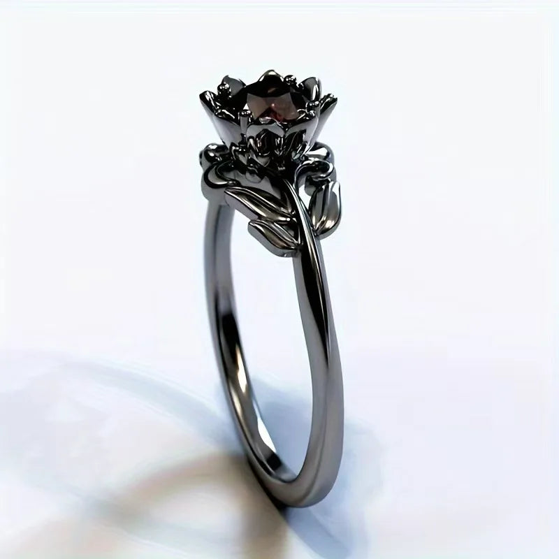 Ring Mystic Black Flower