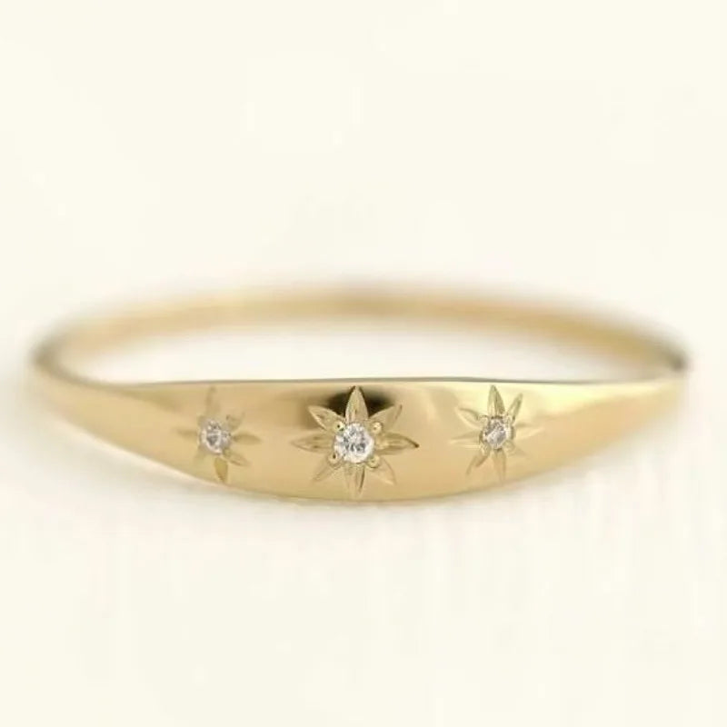 Celestial Starburst Golden Ring