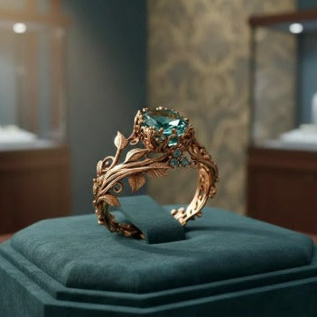 Golden Emerald Vine Ring