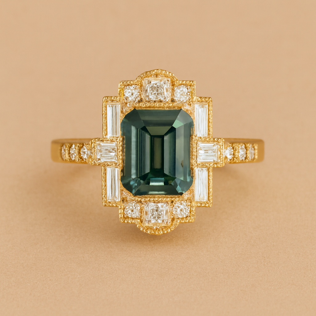 Golden Emerald Statement Ring