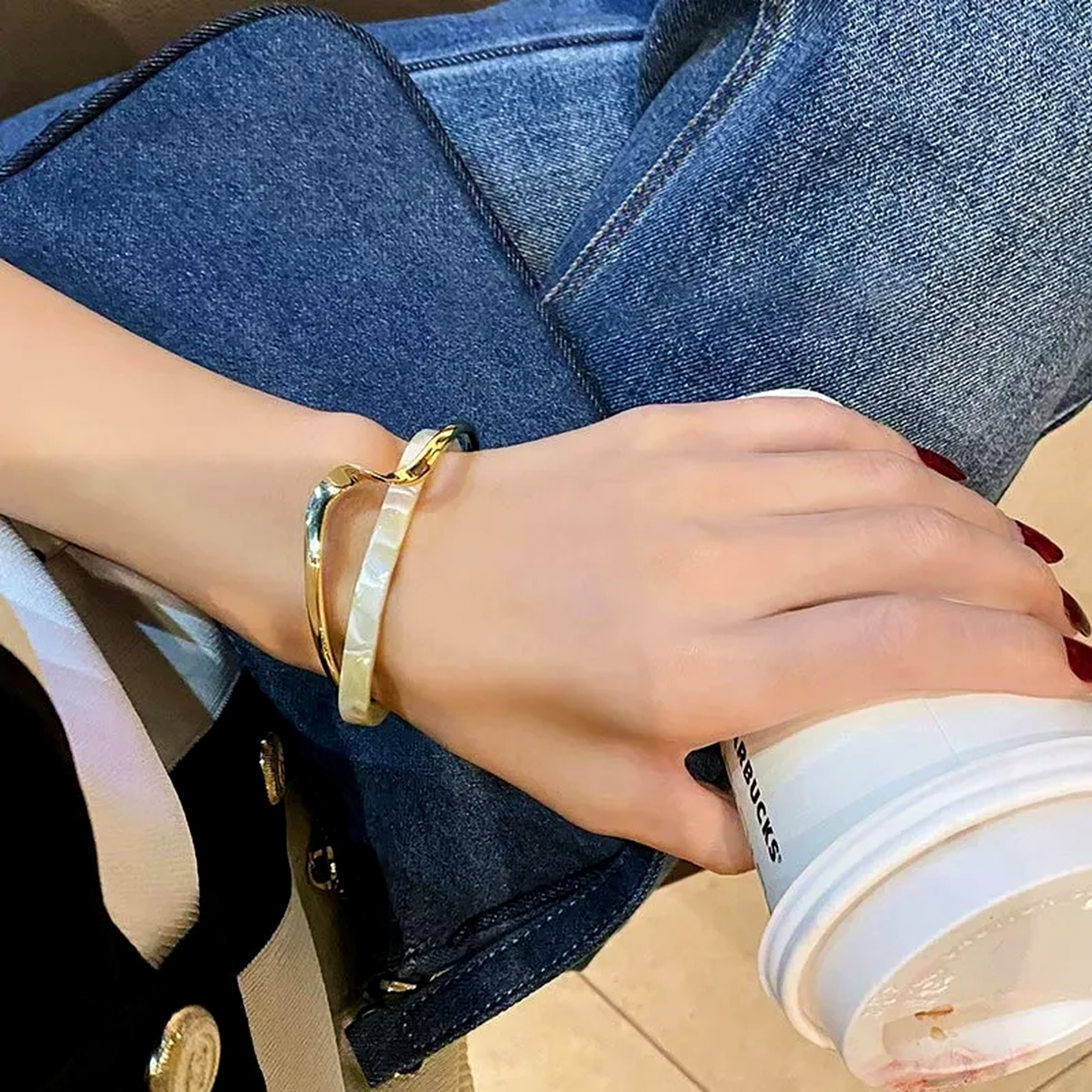 Shell Cuff Bracelet Modern Gold