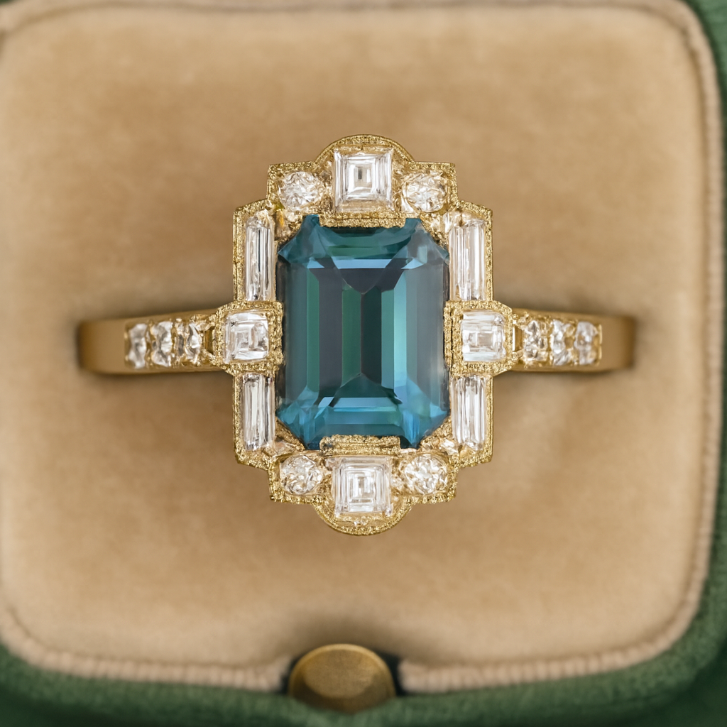 Golden Emerald Statement Ring