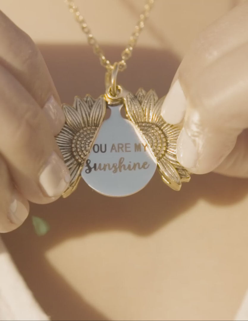 Golden Sunflower Locket Necklace