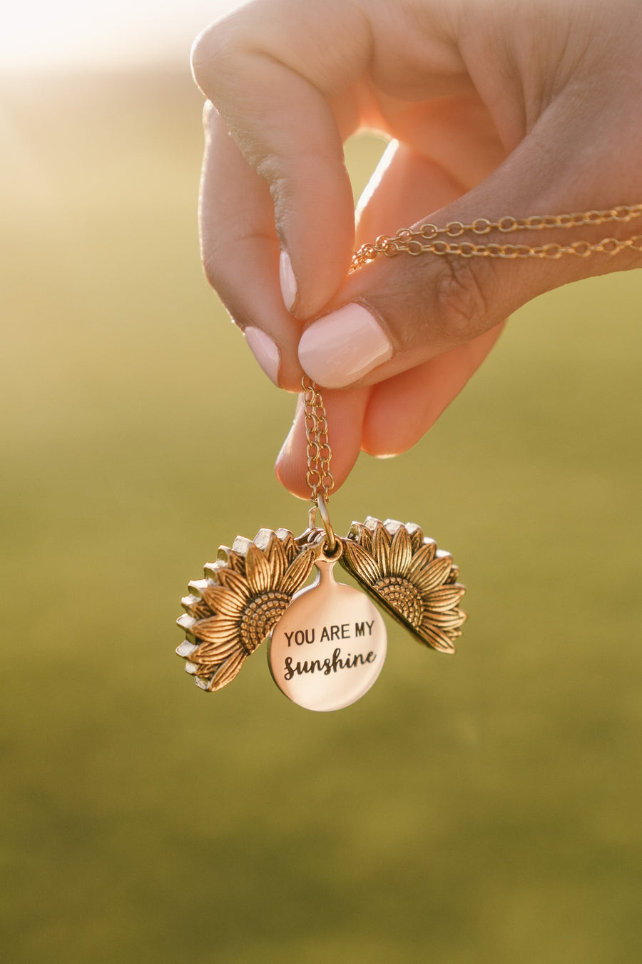 Golden Sunflower Locket Necklace