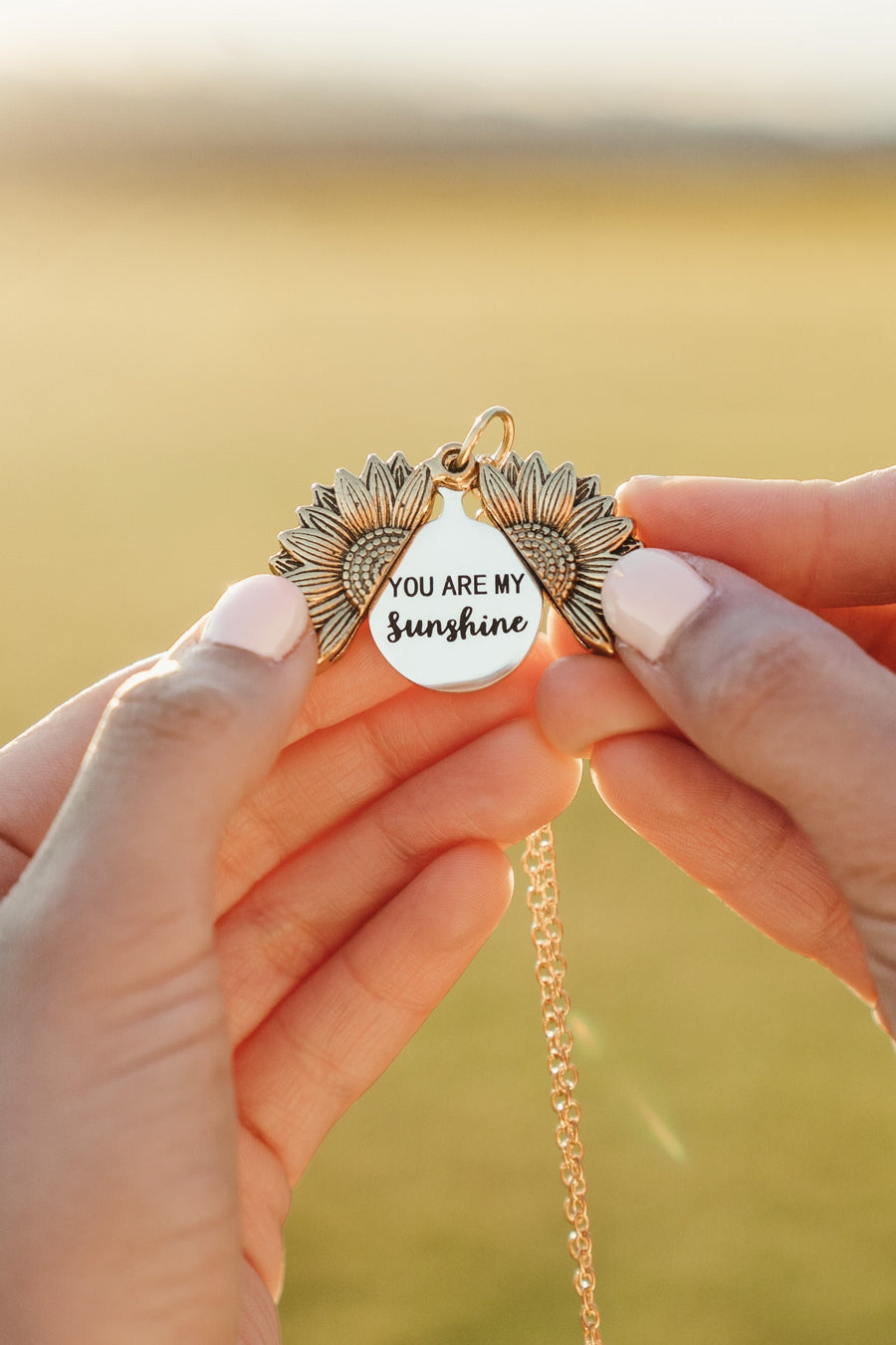 Golden Sunflower Locket Necklace