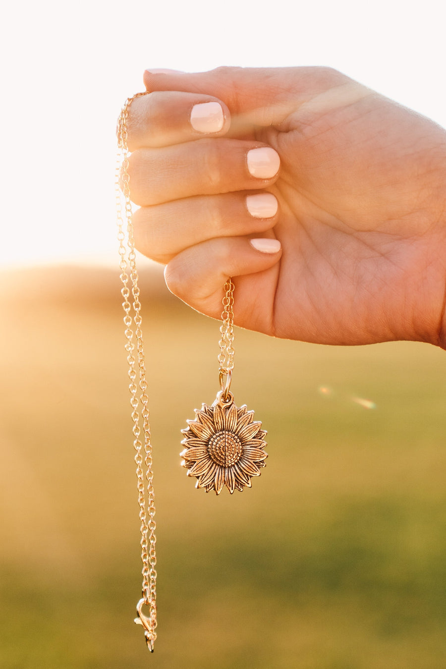 Golden Sunflower Locket Necklace